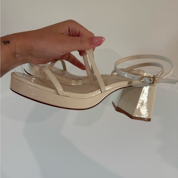 Larroude Women's Beige Block Heel Sandals - Picture 6 of 6
